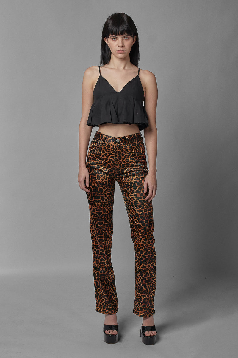 Wide Leg Relaxed Fit Pants - Leopard Print - Holley Day Australia